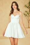 Load image into Gallery viewer, Wholesale Corset Short Dress Sweetheart Fit-and-Flare Dress with Lace-Up Back &amp; Pockets by LAA5082S - WHITE - Cocktail Dress LAA