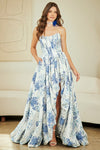 Load image into Gallery viewer, Wholesale Strapless Floral A-Line Prom Dress with Pockets by LAA2079