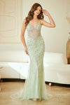 Load image into Gallery viewer, Wholesale Beaded V-Neck Mermaid Evening Gown with Illusion Bodice &amp; Crystal Detailing by LAA2135 - - Dresses LAA