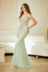 Load image into Gallery viewer, Wholesale Beaded V-Neck Mermaid Evening Gown with Illusion Bodice &amp; Crystal Detailing by LAA2135 - - Dresses LAA