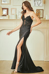 Load image into Gallery viewer, Wholesale Strapless Lace Corset Satin Prom Dress with High Slit Mermaid Evening Gown by LAA7083 - - Long Formal Dresses LAA
