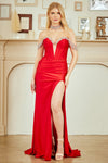 Load image into Gallery viewer, Wholesale Off Shoulder Beaded Corset Evening Gown with High Slit &amp; Lace-Up Back by LAA7086