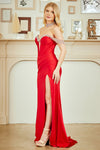 Load image into Gallery viewer, Wholesale Off Shoulder Beaded Corset Evening Gown with High Slit &amp; Lace-Up Back by LAA7086