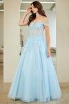Load image into Gallery viewer, Wholesale Off-Shoulder Corset A-line Gown with Lace Appliqué Beaded Bodice by LAA8064 - - Long Formal Dresses LAA