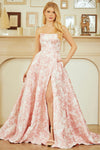 Load image into Gallery viewer, Wholesale Floral Strapless A-Line Formal Gown with High Slit &amp; Pockets Evening Dress by LAA7084
