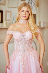 Load image into Gallery viewer, Wholesale Off-Shoulder Corset A-line Gown with Lace Appliqué Beaded Bodice by LAA8064 - - Long Formal Dresses LAA