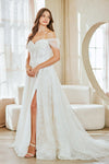 Load image into Gallery viewer, LAA2139 Wholesale Off-Shoulder Sweetheart Lace A-Line Wedding Dress with Slit &amp; Chapel Train