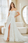 Load image into Gallery viewer, LAA2139 Wholesale Off-Shoulder Sweetheart Lace A-Line Wedding Dress with Slit &amp; Chapel Train