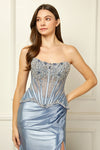 Load image into Gallery viewer, Wholesale Sweetheart Crystal Beaded Illusion Corset Sheath Prom Evening Gown with Slit by LAA2144 - - Long Formal Dresses LAA
