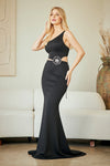 Load image into Gallery viewer, Wholesale One-Shoulder Mermaid Evening Gown with Flower Detail Lace-Up Back by LAA2080