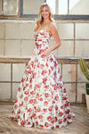 Load image into Gallery viewer, Wholesale Floral A-Line Maxi Dress Sweetheart Neckline Full-Length Satin Evening Gown by LAA8070 - - Dresses LAA