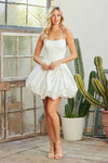 Load image into Gallery viewer, LAA2081s Wholesale Strapless Scoop Neck Satin Corset Bubble Hem Short Dress Boned Corset Dress