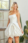 Load image into Gallery viewer, LAA2081s Wholesale Strapless Scoop Neck Satin Corset Bubble Hem Short Dress Boned Corset Dress