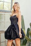Load image into Gallery viewer, LAA2081s Wholesale Strapless Scoop Neck Satin Corset Bubble Hem Short Dress Boned Corset Dress