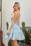 Load image into Gallery viewer, Wholesale Strapless Rhinestone Corset Ruffle Short Dress Sheer Mesh Homecoming &amp; Cocktail Dress by LAA6136S - - Short Cocktail Dresses LAA
