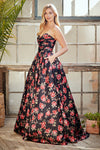 Load image into Gallery viewer, Wholesale Floral A-Line Maxi Dress Sweetheart Neckline Full-Length Satin Evening Gown by LAA8070 - - Dresses LAA