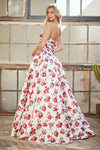Load image into Gallery viewer, Wholesale Floral A-Line Maxi Dress Sweetheart Neckline Full-Length Satin Evening Gown by LAA8070 - - Dresses LAA