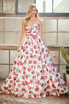 Load image into Gallery viewer, Wholesale Floral A-Line Maxi Dress Sweetheart Neckline Full-Length Satin Evening Gown by LAA8070 - - Dresses LAA