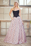Load image into Gallery viewer, Wholesale Two-Piece Strapless Corset Bodice &amp; Polka Dot Satin Skirt Set A-line gown by LAA8071