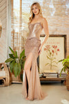 Load image into Gallery viewer, Wholesale Strapless Beaded Corset Two-Piece Sheath Prom Evening Gown with Slit by LAA8072 - - Long Formal Dresses LAA