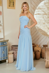 Load image into Gallery viewer, Wholesale Strapless Ruched A-Line Evening Gown Chiffon Prom Dress with Lace-Up Back by LAA6132 - - Long Prom Dress LAA