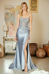 Load image into Gallery viewer, Wholesale Sweetheart Crystal Beaded Illusion Corset Sheath Prom Evening Gown with Slit by LAA2144 - - Long Formal Dresses LAA