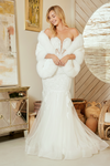 Load image into Gallery viewer, LAA7090 Wholesale White Strapless Sweetheart Illusion Lace Mermaid Wedding Dress with Corset Back
