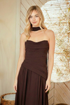 Load image into Gallery viewer, LAA6133 Wholesale Strapless Faux Two-Piece Formal Maxi Dress with Chiffon Scarf &amp; Lace-Up Back - - Long Prom Dress LAA