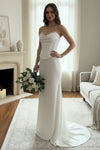 Load image into Gallery viewer, LAA6137 Wholesale Strapless Corset Wedding Dress Satin Sheath Bridal Gown with Lace-Up Back