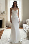 Load image into Gallery viewer, LAA6137 Wholesale Strapless Corset Wedding Dress Satin Sheath Bridal Gown with Lace-Up Back