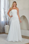 Load image into Gallery viewer, Wholesale Strapless Ruched Chiffon Dress with Lace-Up Back Bridal Gown with Sweep Train by LAA6132 - WHITE - Wedding Dress LAA
