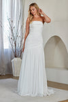 Load image into Gallery viewer, Wholesale Strapless Ruched Chiffon Dress with Lace-Up Back Bridal Gown with Sweep Train by LAA6132 - - Wedding Dress LAA