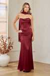 Load image into Gallery viewer, LAA6138 Wholesale Corset Satin Dress Set with Chiffon Scarf 3-Piece Ruched Sheath Evening Gown