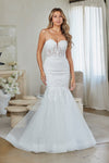 Load image into Gallery viewer, LAA7090 Wholesale White Strapless Sweetheart Illusion Lace Mermaid Wedding Dress with Corset Back