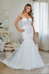 Load image into Gallery viewer, LAA7090 Wholesale White Strapless Sweetheart Illusion Lace Mermaid Wedding Dress with Corset Back