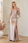Load image into Gallery viewer, Wholesale Sweetheart Flutter Sleeve Beaded Lace Appliqué Sheath Mother of the Bride Dress with Slit by LAA8073 - - Long Formal Dresses LAA