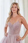 Load image into Gallery viewer, LAAJQ1103S Wholesale Strapless Sweetheart Neckline Beaded Glitter Tulle Short Party Dress