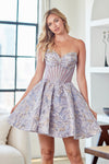 Load image into Gallery viewer, Wholesale Strapless Corset Homecoming Dress Brocade Fit-and-Flare Skirt, Lace-Up Back by LAA8075S - - Cocktail Dress LAA
