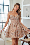 Load image into Gallery viewer, Wholesale Strapless Corset Homecoming Dress Brocade Fit-and-Flare Skirt, Lace-Up Back by LAA8075S - - Cocktail Dress LAA