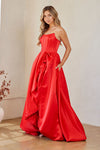 Load image into Gallery viewer, LAA2085 Wholesale Strapless Corset A-Line Gown with Ruffled Cascade Skirt Evening Prom Dress