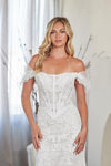 Load image into Gallery viewer, LAA2153 Wholesale White Off-the-Shoulder Lace Wedding Dress Corset Bodice Bridal Gown with Train