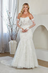 Load image into Gallery viewer, LAA2155 Wholesale White Strapless Sweetheart Lace Mermaid Wedding Dress with Detachable Long Sleeves Glove