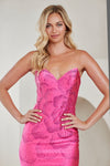 Load image into Gallery viewer, Wholesale Strapless Rhinestone Floral Fitted Mini Dress Sweetheart Neckline Party Dress by LAA3109S - - Dresses LAA
