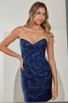 Load image into Gallery viewer, Wholesale Strapless Rhinestone Floral Fitted Mini Dress Sweetheart Neckline Party Dress by LAA3109S - - Dresses LAA
