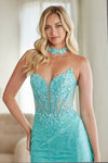 Load image into Gallery viewer, LAA8078S Wholesale Strapless Corset Homecoming Dress with Floral Choker Sequin Lace Cocktail Dress