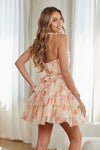 Load image into Gallery viewer, LAA9094S Wholesale Floral Tiered Tulle Halter Dress Plunging V-Neck Short Homecoming Cocktail Dress