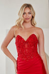 Load image into Gallery viewer, Wholesale Strapless Sweetheart Homecoming Dress with Ruched Satin Skirt &amp; Lace-Up Back by LAA7092S - - Cocktail Dress LAA