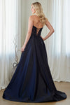 Load image into Gallery viewer, LAA7093 Wholesale Black Strapless Beaded Lace Corset A-Line Gown with Pockets Satin Prom Dress