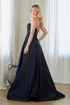 Load image into Gallery viewer, LAA7093 Wholesale Black Strapless Beaded Lace Corset A-Line Gown with Pockets Satin Prom Dress