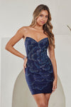 Load image into Gallery viewer, Wholesale Strapless Rhinestone Floral Fitted Mini Dress Sweetheart Neckline Party Dress by LAA3109S - - Dresses LAA